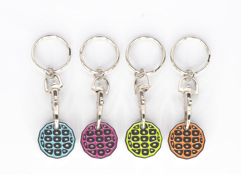 Set of four eco trolley keyrings